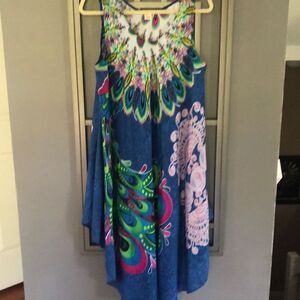 NWOT 7 island Peacock print beach dress Rayon beach cover-up islands dress one s